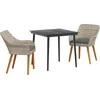 Image de vidaXL - Tuin - Eettafel - Set - met - kussen - 3 - pcs - Lichtgrijs - poly - rattan