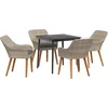 Image de vidaXL - Tuin - Eettafel - Set - met - kussen - 5 - pcs - Lichtgrijs - poly - rattan