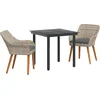 Image de vidaXL - Tuin - Eettafel - Set - met - kussen - 3 - pcs - Lichtgrijs - poly - rattan