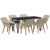 Image de vidaXL - Tuin - Eettafel - Set - met - kussen - 7 - pcs - Lichtgrijs - poly - rattan