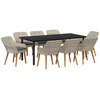 Image de vidaXL - Tuin - Eettafel - Set - met - kussen - 9 - pcs - Lichtgrijs - poly - rattan