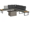 Image de vidaXL - 2-delige - Loungeset - met - kussens - poly - rattan - en - glas - grijs