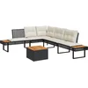 Image de vidaXL - 2-delige - Loungeset - met - kussens - poly - rattan - en - acaciahout - zwart