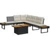 Image de vidaXL - 2-delige - Loungeset - met - kussens - poly - rattan - en - acaciahout - zwart