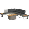 Image de vidaXL - 2-delige - Loungeset - met - kussens - poly - rattan - en - acaciahout - grijs