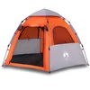 Image de vidaXL - Kampeertent - 4-persoons - snelontgrendeling - grijs - en - oranje