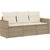 Image de vidaXL - 3-delige - Loungeset - met - kussens - poly - rattan - beige