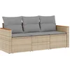 Image de vidaXL - 3-delige - Loungeset - met - kussens - poly - rattan - beige