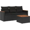 Image de vidaXL - 4-delige - Loungeset - met - kussens - poly - rattan - zwart