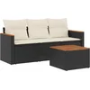 Image de vidaXL - 4-delige - Loungeset - met - kussens - poly - rattan - zwart