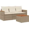 Image de vidaXL - 4-delige - Loungeset - met - kussens - poly - rattan - beige