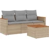 Image de vidaXL - 4-delige - Loungeset - met - kussens - poly - rattan - beige