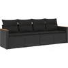 Image de vidaXL - 4-delige - Loungeset - met - kussens - poly - rattan - zwart