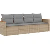 Image de vidaXL - 4-delige - Loungeset - met - kussens - poly - rattan - beige