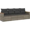 Image de vidaXL - 4-delige - Loungeset - met - kussens - poly - rattan - grijs
