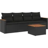 Image de vidaXL - 5-delige - Loungeset - met - kussens - poly - rattan - zwart