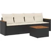 Image de vidaXL - 5-delige - Loungeset - met - kussens - poly - rattan - zwart