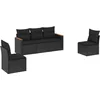 Image de vidaXL - 5-delige - Loungeset - met - kussens - poly - rattan - zwart