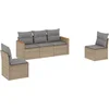 Image de vidaXL - 5-delige - Loungeset - met - kussens - poly - rattan - beige