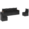 Image de vidaXL - 6-delige - Loungeset - met - kussens - poly - rattan - zwart