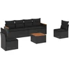 Image de vidaXL - 7-delige - Loungeset - met - kussens - poly - rattan - zwart