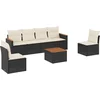 Image de vidaXL - 7-delige - Loungeset - met - kussens - poly - rattan - zwart