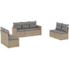 Image de vidaXL - 7-delige - Loungeset - met - kussens - poly - rattan - beige