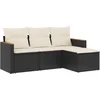Image de vidaXL - 4-delige - Loungeset - met - kussens - poly - rattan - zwart