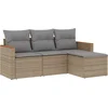 Image de vidaXL - 4-delige - Loungeset - met - kussens - poly - rattan - beige