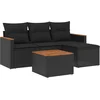 Image de vidaXL - 5-delige - Loungeset - met - kussens - poly - rattan - zwart