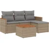 Image de vidaXL - 5-delige - Loungeset - met - kussens - poly - rattan - beige
