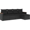 Image de vidaXL - 5-delige - Loungeset - met - kussens - poly - rattan - zwart