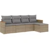 Image de vidaXL - 5-delige - Loungeset - met - kussens - poly - rattan - beige