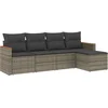 Image de vidaXL - 5-delige - Loungeset - met - kussens - poly - rattan - grijs