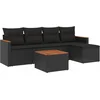 Image de vidaXL - 6-delige - Loungeset - met - kussens - poly - rattan - zwart