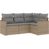 Image de vidaXL - 4-delige - Loungeset - met - kussens - poly - rattan - beige
