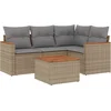 Image de vidaXL - 5-delige - Loungeset - met - kussens - poly - rattan - beige