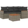 Image de vidaXL - 5-delige - Loungeset - met - kussens - poly - rattan - grijs