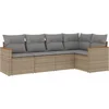 Image de vidaXL - 5-delige - Loungeset - met - kussens - poly - rattan - beige