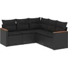 Image de vidaXL - 5-delige - Loungeset - met - kussens - poly - rattan - zwart