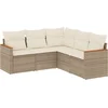 Image de vidaXL - 5-delige - Loungeset - met - kussens - poly - rattan - beige