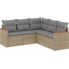 Image de vidaXL - 5-delige - Loungeset - met - kussens - poly - rattan - beige