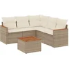 Image de vidaXL - 6-delige - Loungeset - met - kussens - poly - rattan - beige