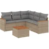 Image de vidaXL - 6-delige - Loungeset - met - kussens - poly - rattan - beige