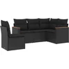 Image de vidaXL - 5-delige - Loungeset - met - kussens - poly - rattan - zwart
