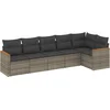 Image de vidaXL - 6-delige - Loungeset - met - kussens - poly - rattan - grijs