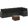 Image de vidaXL - 7-delige - Loungeset - met - kussens - poly - rattan - zwart