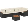Image de vidaXL - 7-delige - Loungeset - met - kussens - poly - rattan - zwart