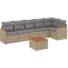 Image de vidaXL - 7-delige - Loungeset - met - kussens - poly - rattan - beige