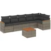 Image de vidaXL - 7-delige - Loungeset - met - kussens - poly - rattan - grijs